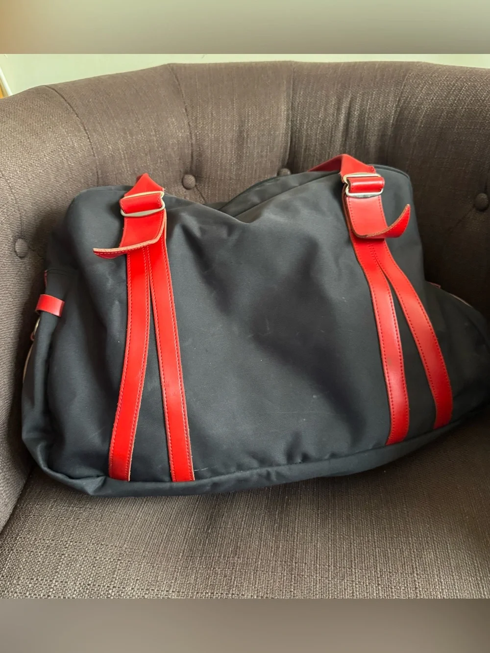 Jack Gomme Paris Voyage Walk Canvas Weekend Duffel Bag Black & Red